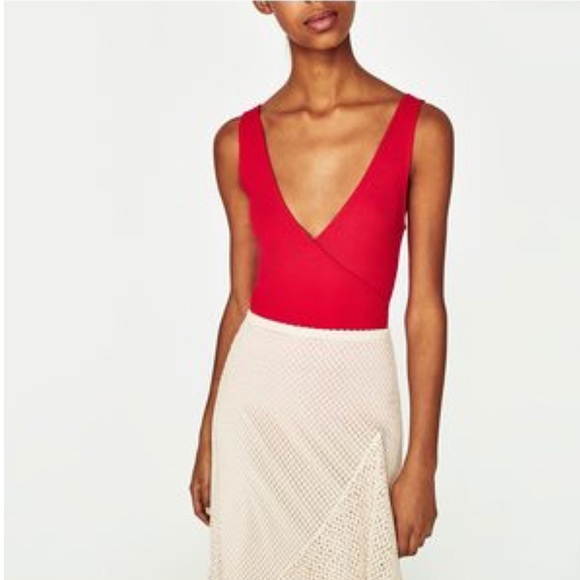 zara red bodysuit